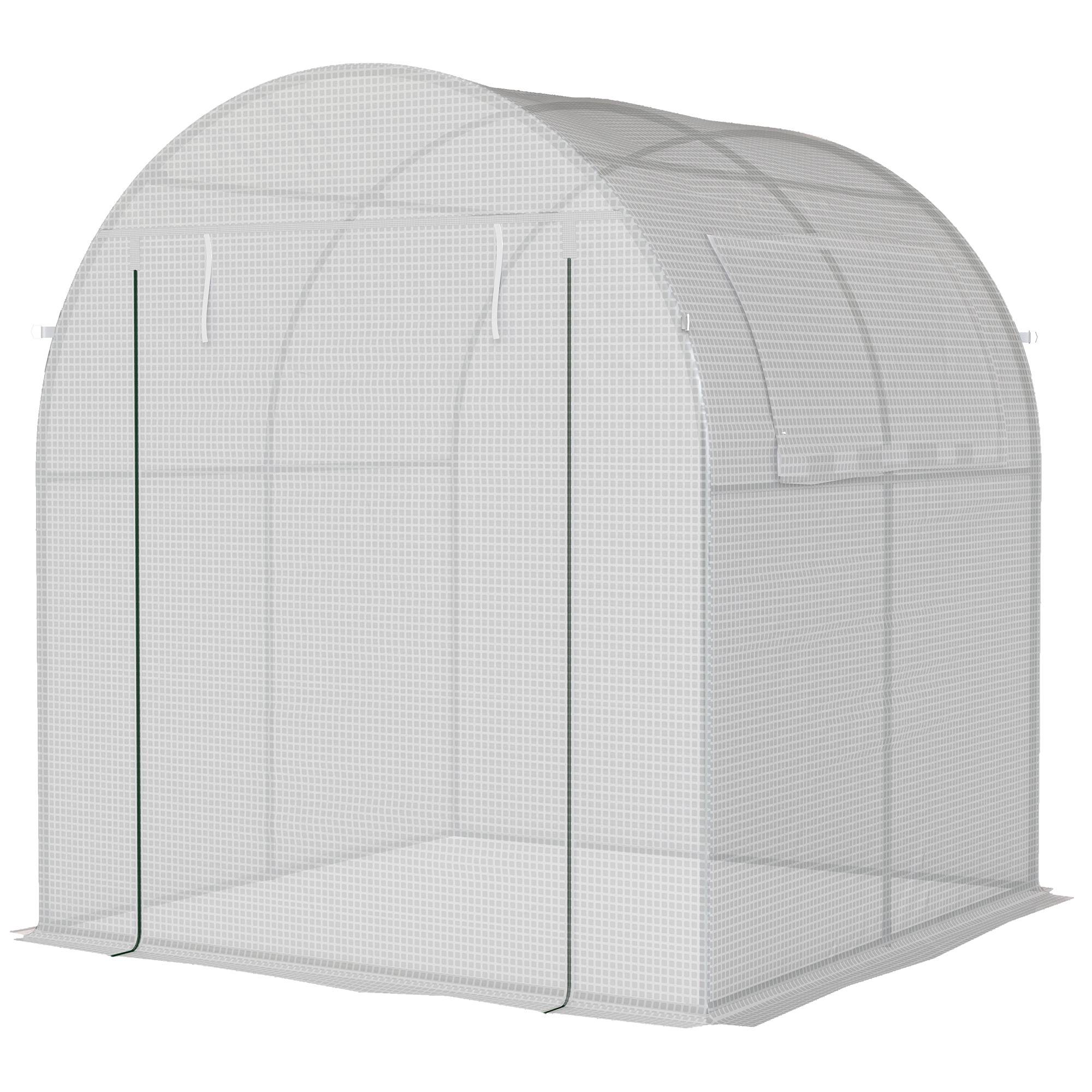 Serre de jardin acier bâche plastique pour semis fleurs fenêtres 180x180x200cm blanc - ComfortXL Outdoor Living - Image 2