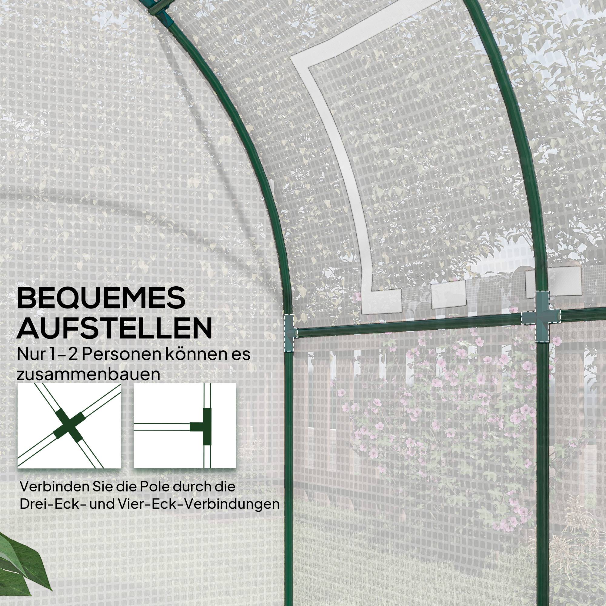 Serre de jardin acier bâche plastique pour semis fleurs fenêtres 180x180x200cm blanc - ComfortXL Outdoor Living - Image 9
