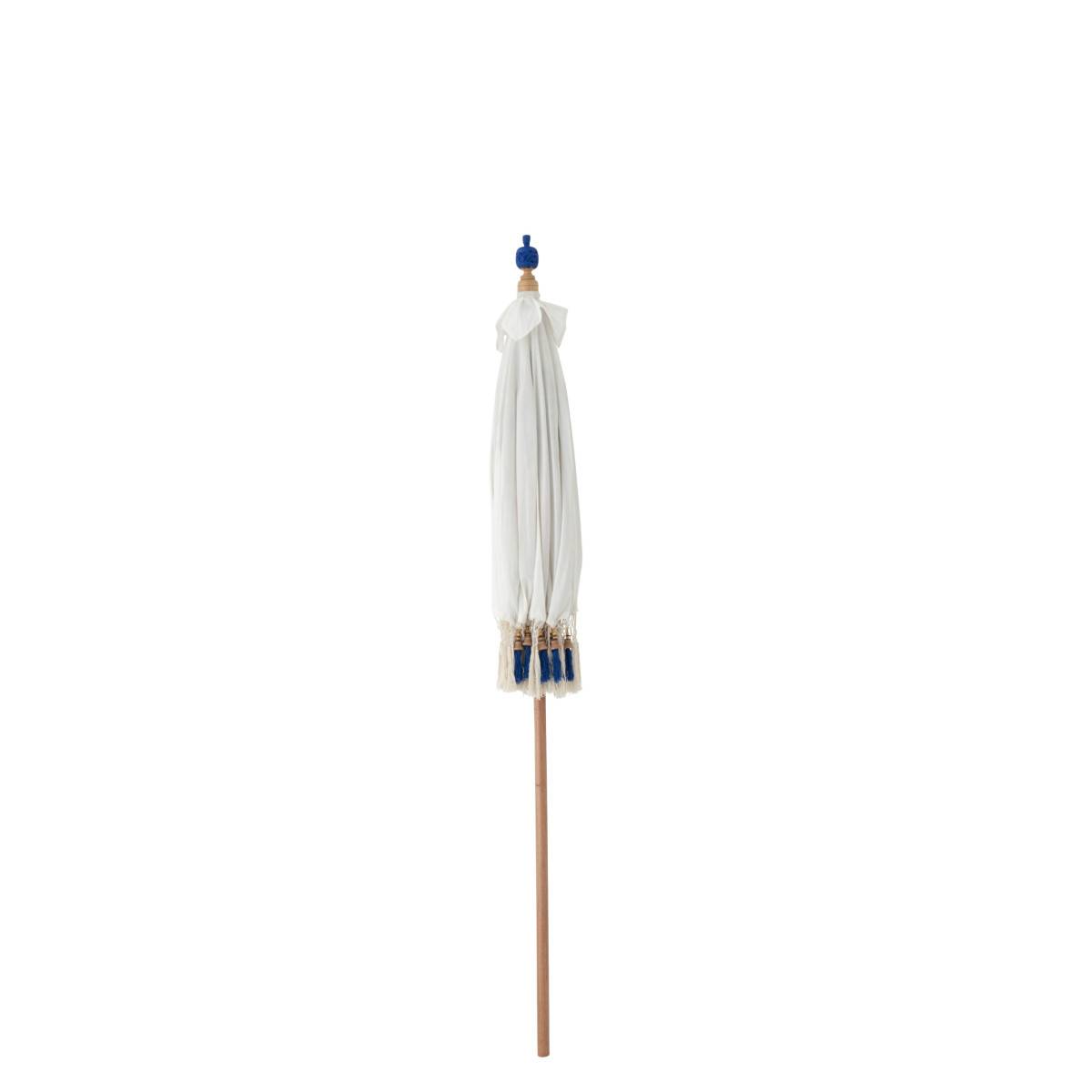 J-Line - Parasol Rond à Franges "Flavie" 180cm Écru & Bleu - Image 6