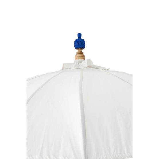 J-Line - Parasol Rond à Franges "Flavie" 180cm Écru & Bleu - Image 4