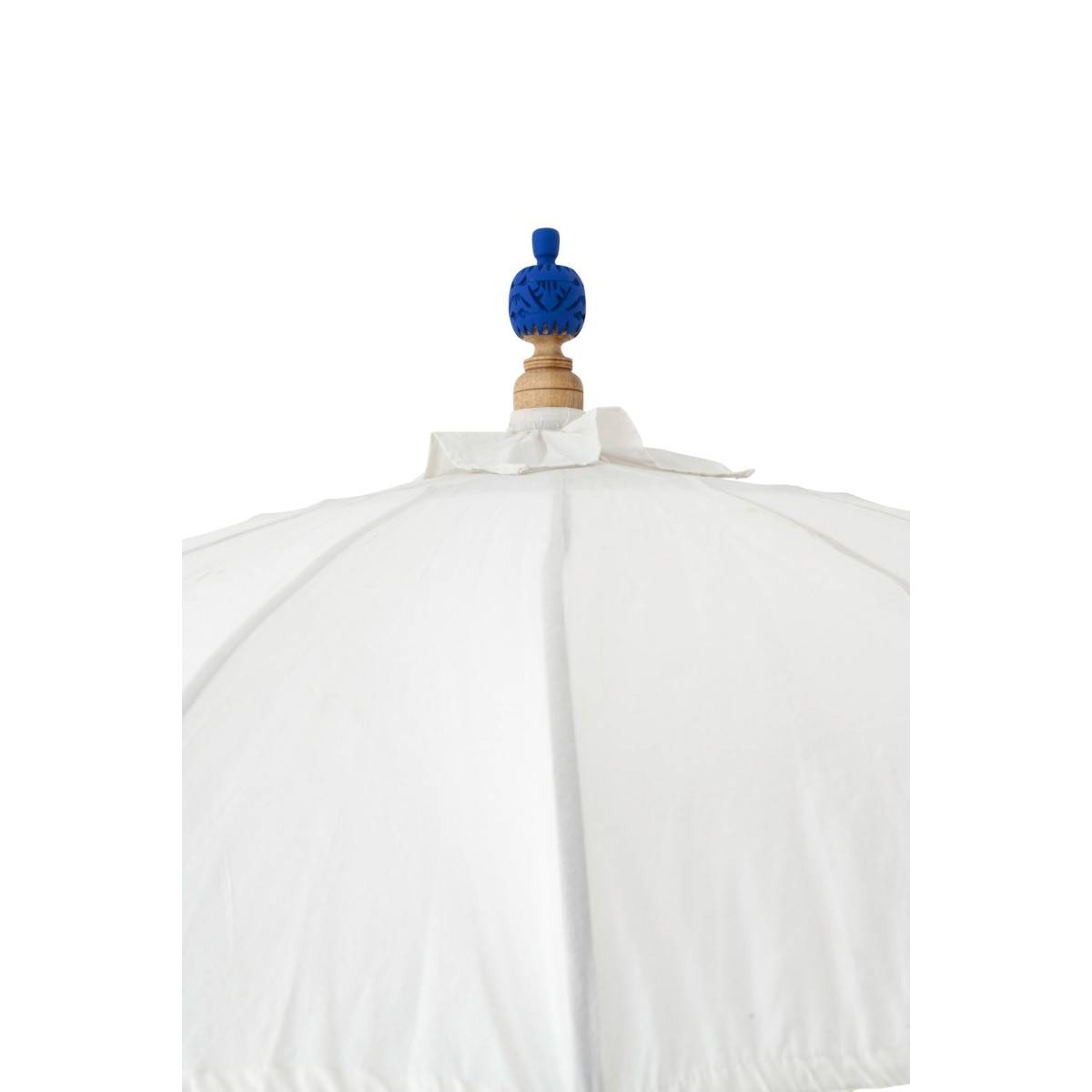 J-Line - Parasol Rond à Franges "Flavie" 180cm Écru & Bleu - Image 4