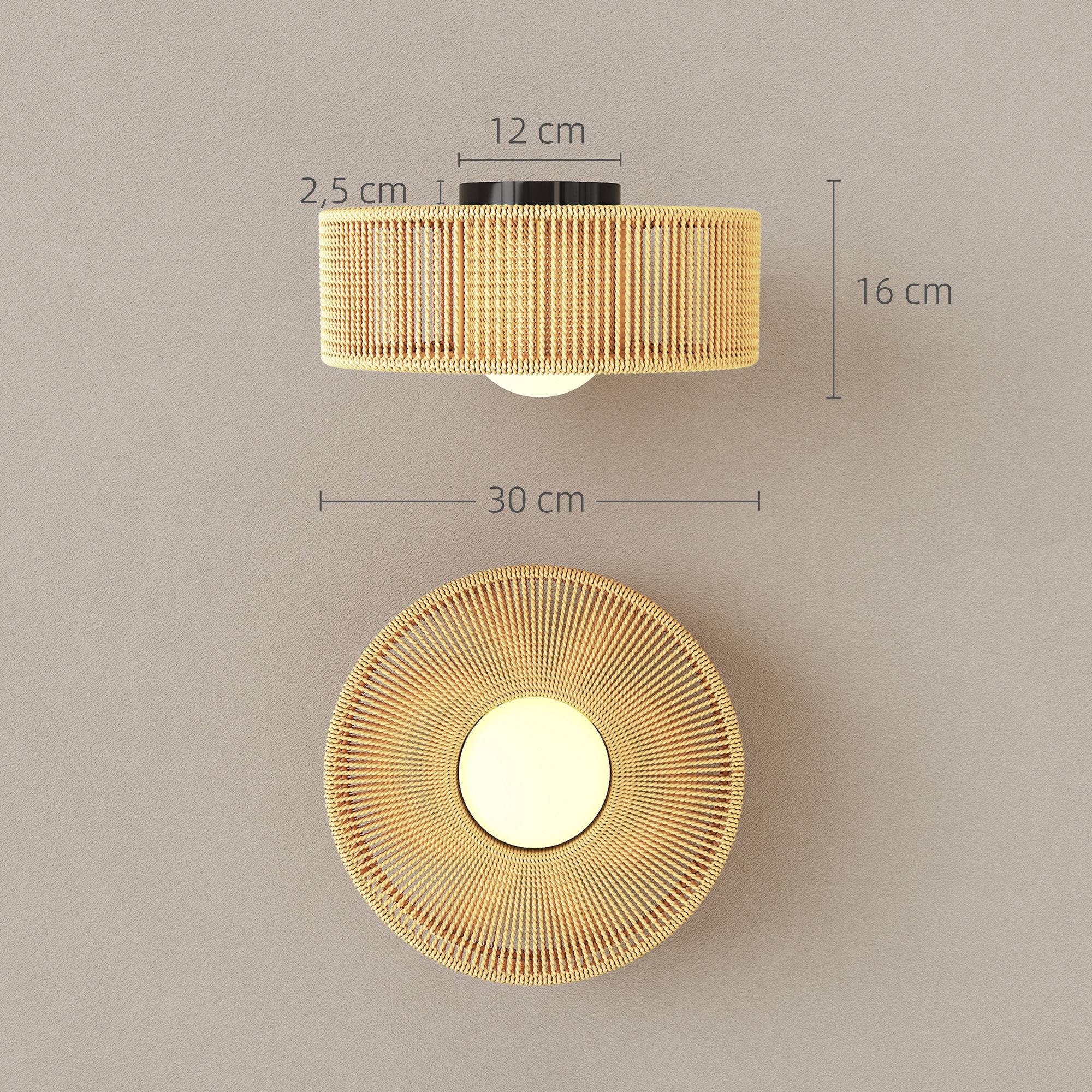 Sans Marque - Lampe terrasse lampe terrasse Boho suspendue éclairage LED G9 lampe chanvre ronde - Image 5