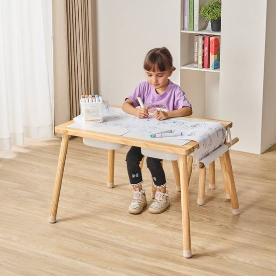 VEVOR Table activités enfants, exploration sensorielle, 3 bacs. Bois, sable, eau. - Image 8