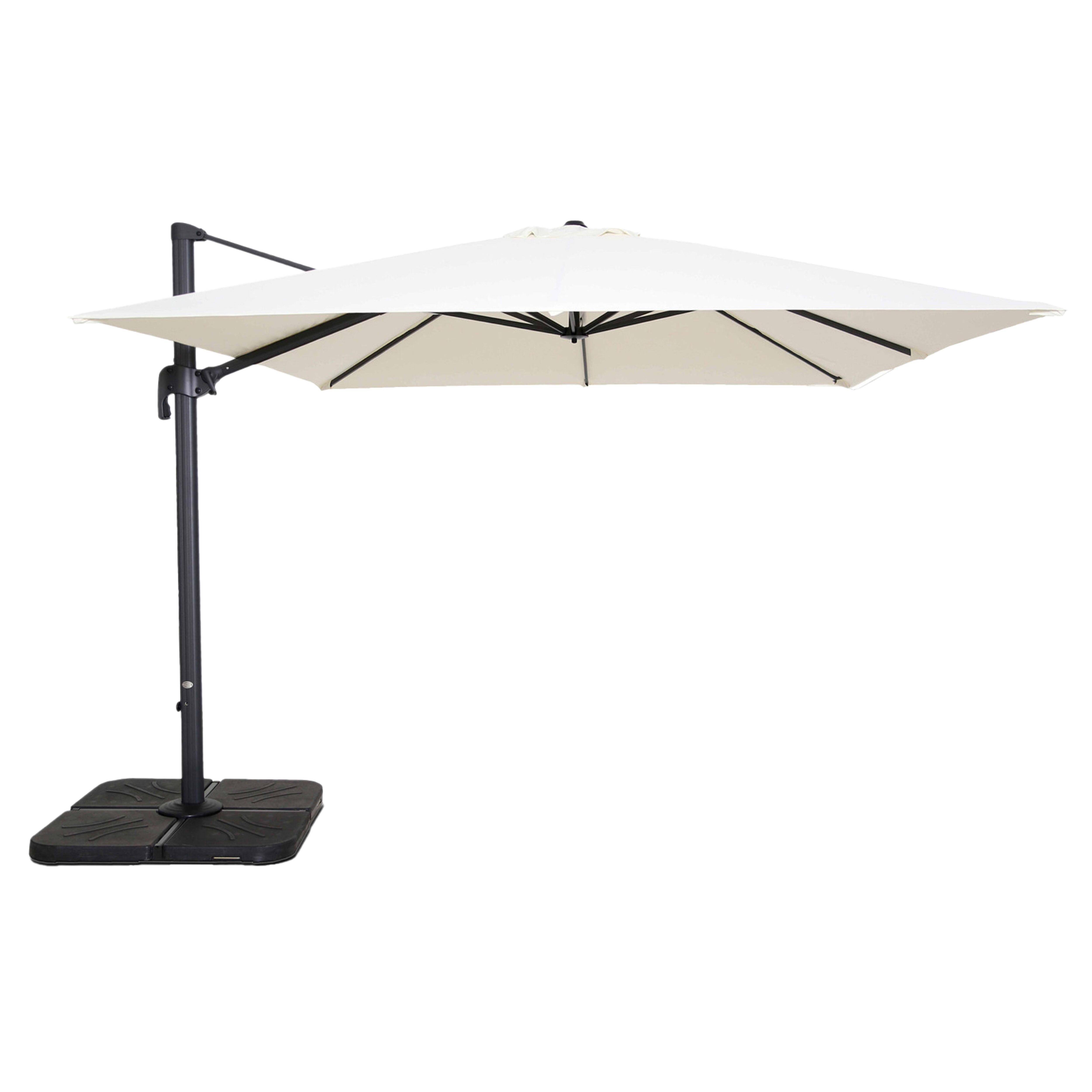 Oviala - Parasol déporté inclinable rotatif 3x3m et 4 dalles à remplir blanc Malaga - Oviala - Imagen 1