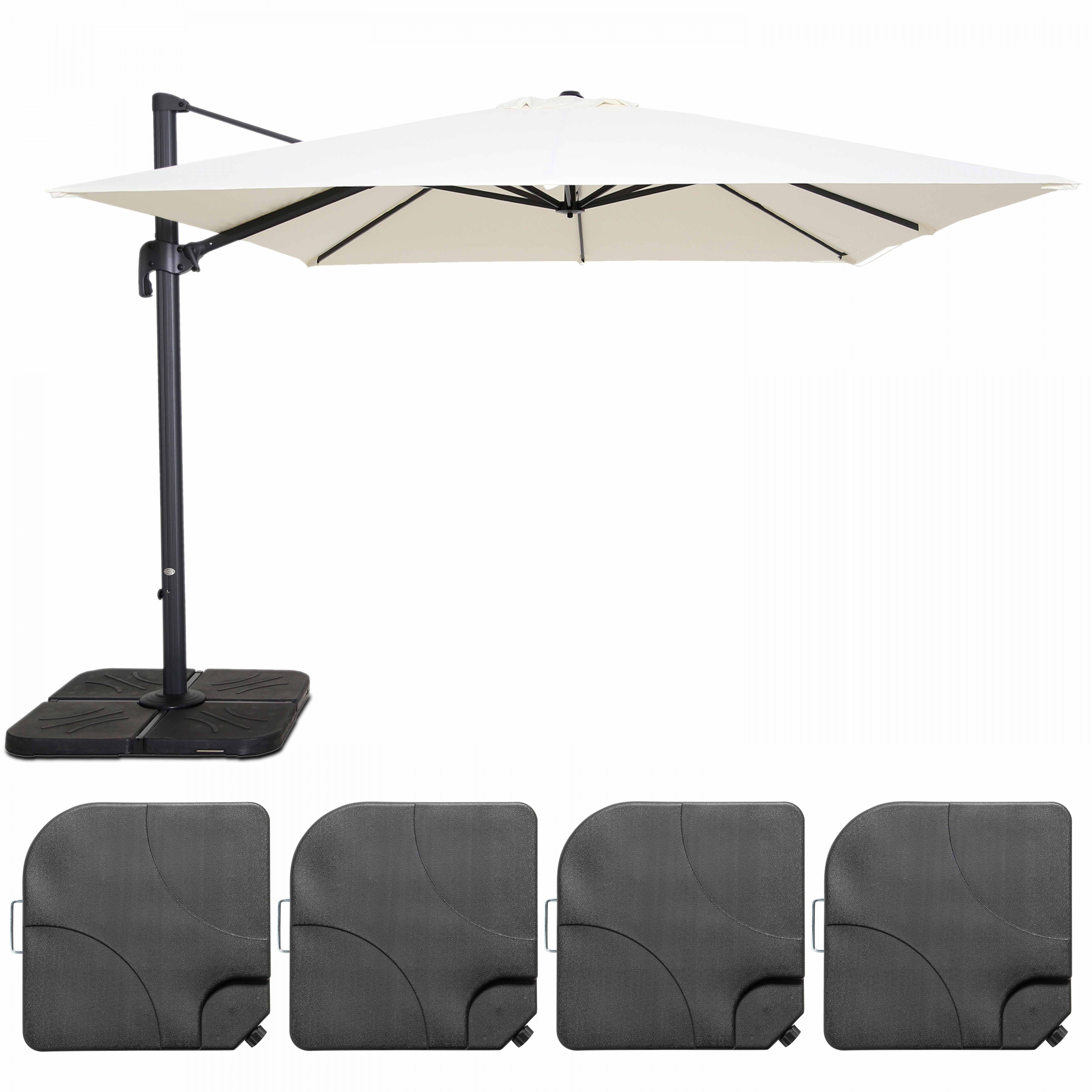Oviala - Parasol déporté inclinable rotatif 3x3m et 4 dalles à remplir blanc Malaga - Oviala - Imagen 2