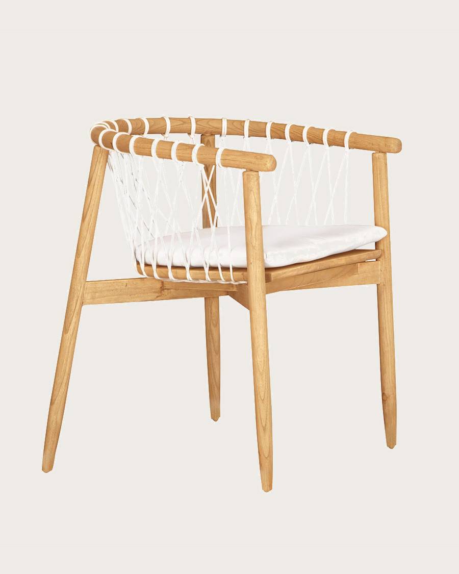 Nala - Chaise en teck massif et cordage blanc - UNIQKA - Imagen 2