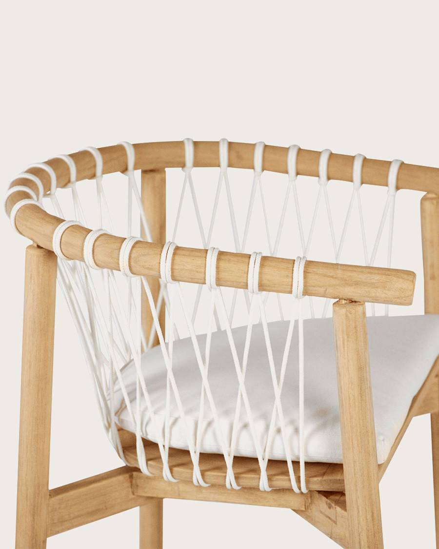 Nala - Chaise en teck massif et cordage blanc - UNIQKA - Imagen 6