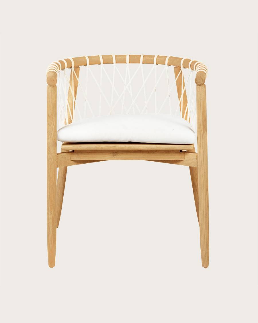 Nala - Chaise en teck massif et cordage blanc - UNIQKA - Imagen 3