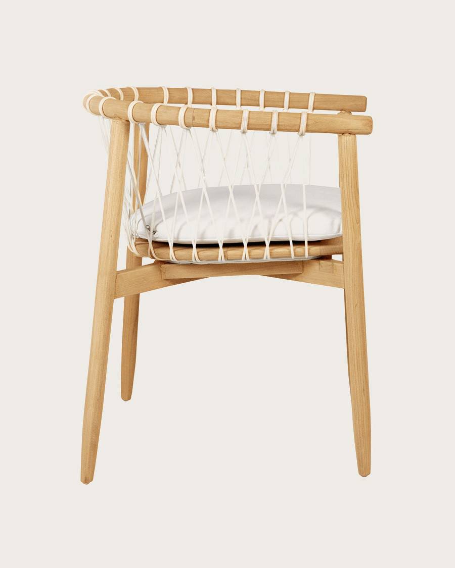 Nala - Chaise en teck massif et cordage blanc - UNIQKA - Imagen 4