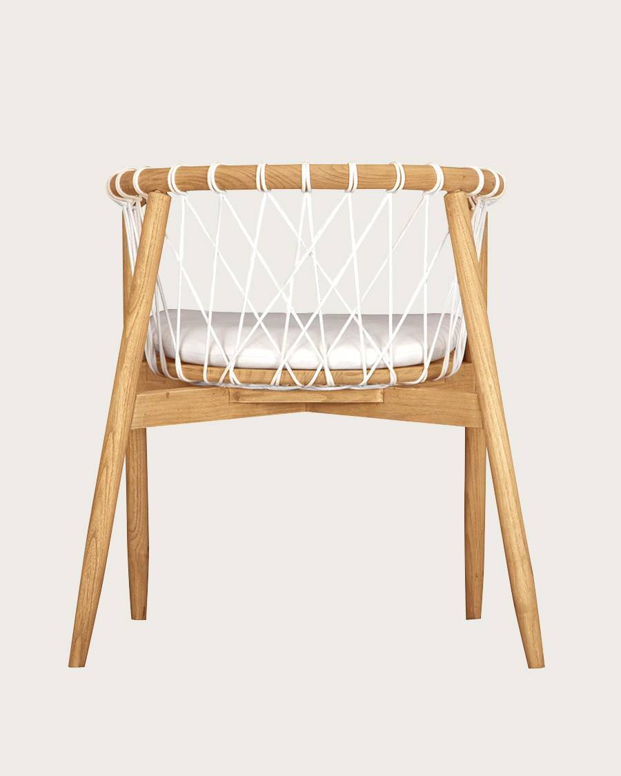 Nala - Chaise en teck massif et cordage blanc - UNIQKA - Imagen 5