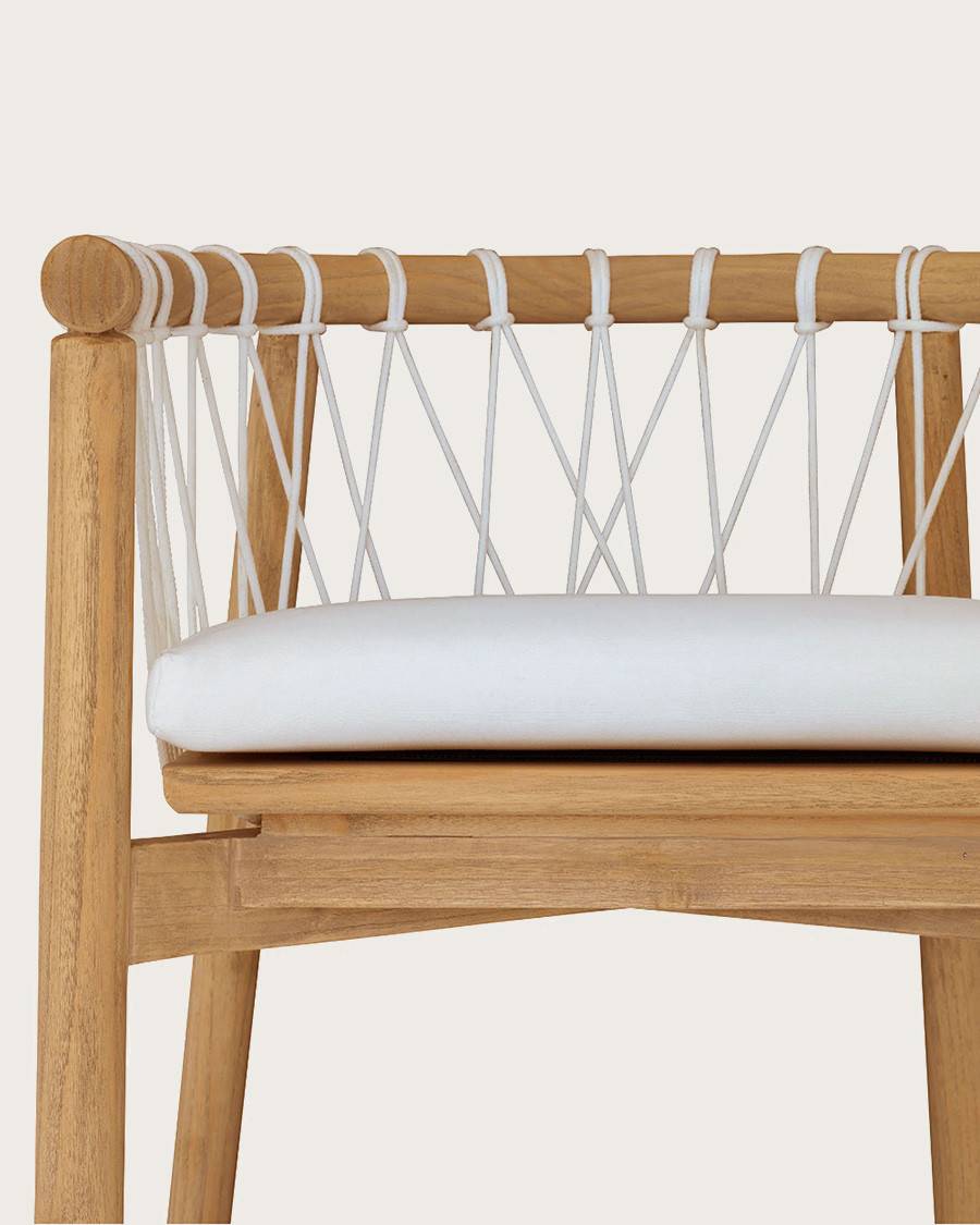 Nala - Chaise en teck massif et cordage blanc - UNIQKA - Imagen 7
