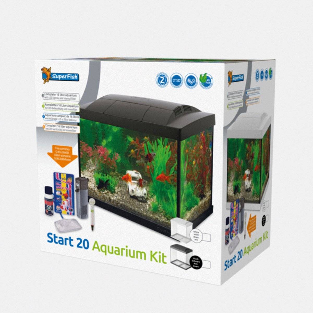 Superfish - Aquarium verre blanc 20 litres Aqua-Flow 50 LED 5W - SUPERFISH