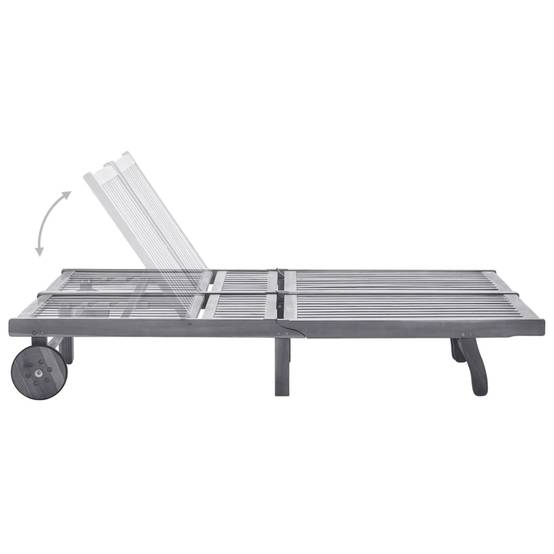 Bain de soleil - Transat - Chaise longue 2 places avec coussin Gris Acacia - MEUBLE PRO ny686 - Image 3