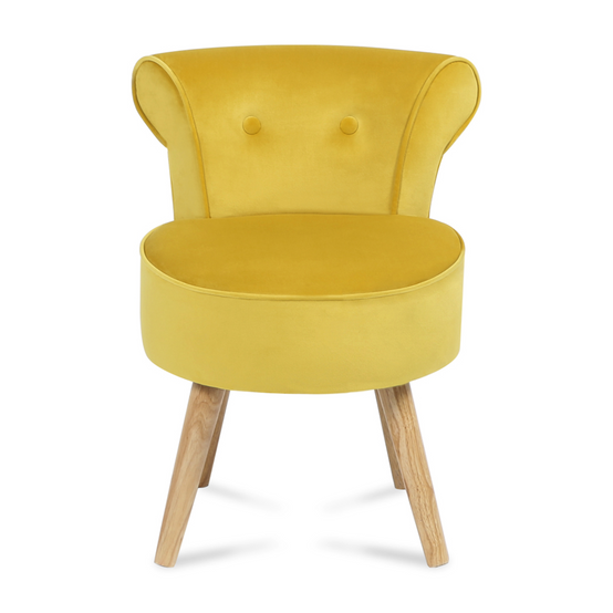 Fauteuil crapaud en velours jaune - Image 3