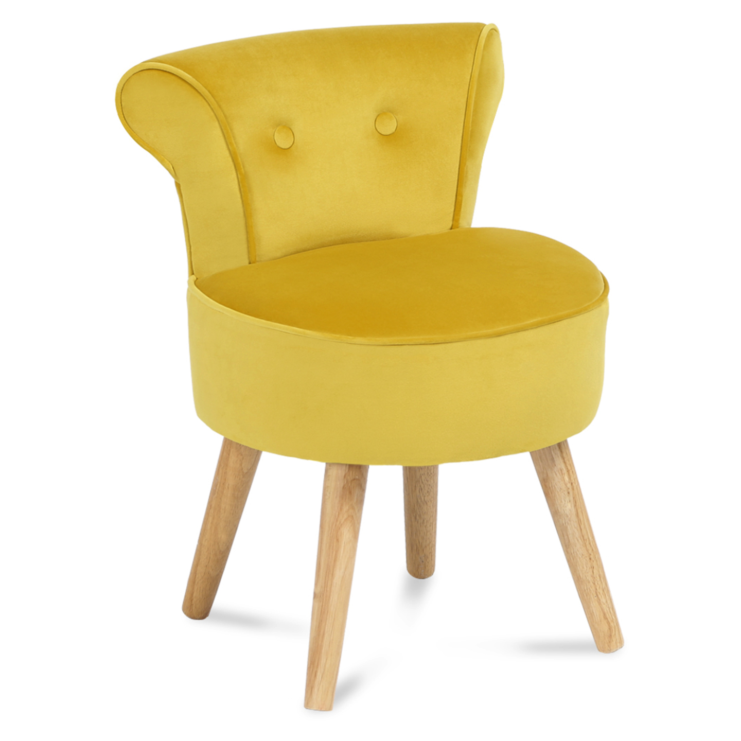 Fauteuil crapaud en velours jaune - Image 2