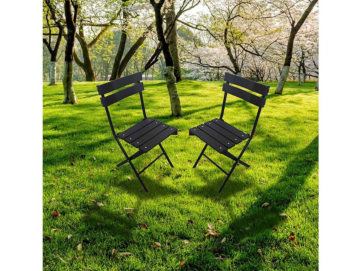 Habitat Et Jardin - Lot De 2 Chaises De Jardin Pliable En Plastique "tenerife" - Gris Anthracite -habitat Et Jardin - Image 2