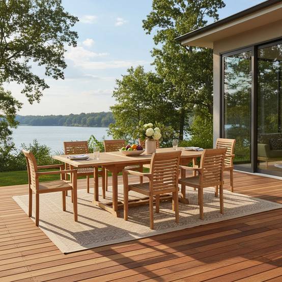 Teck'Attitude - Table extensible rectangulaire teck massif Milan 180/240 x100 cm - TECK'Attitude - Imagen 2
