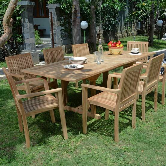 Table extensible rectangulaire teck massif Milan 180/240 x100 cm - TECK'Attitude - Imagen 9