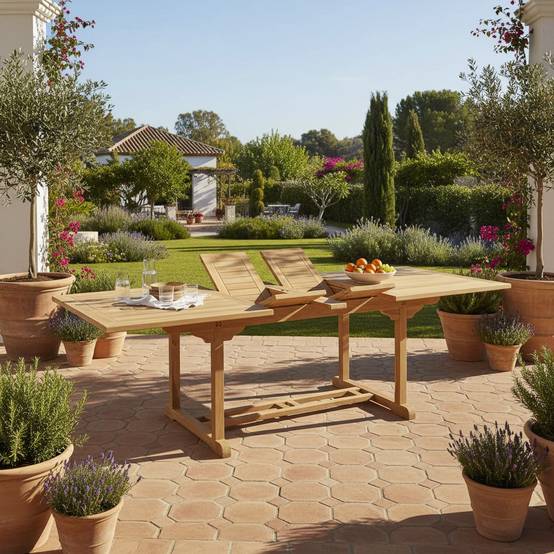Teck'Attitude - Table extensible rectangulaire teck massif Milan 180/240 x100 cm - TECK'Attitude - Imagen 4