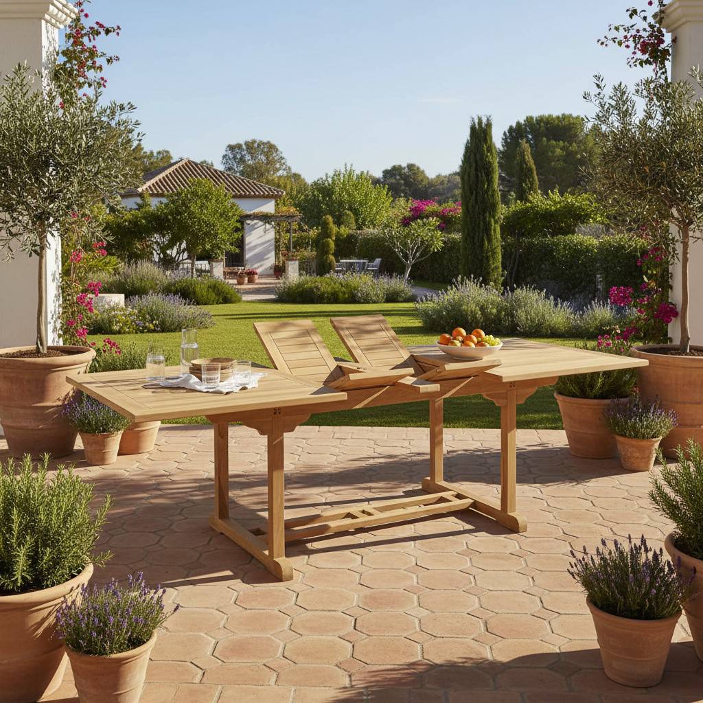 Teck'Attitude - Table extensible rectangulaire teck massif Milan 180/240 x100 cm - TECK'Attitude - Imagen 4