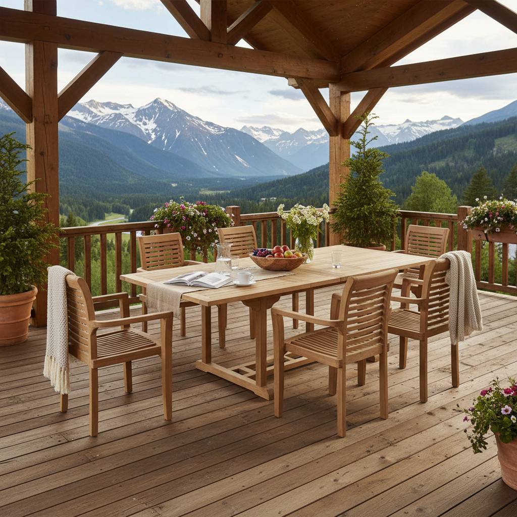 Teck'Attitude - Table extensible rectangulaire teck massif Milan 180/240 x100 cm - TECK'Attitude - Imagen 7
