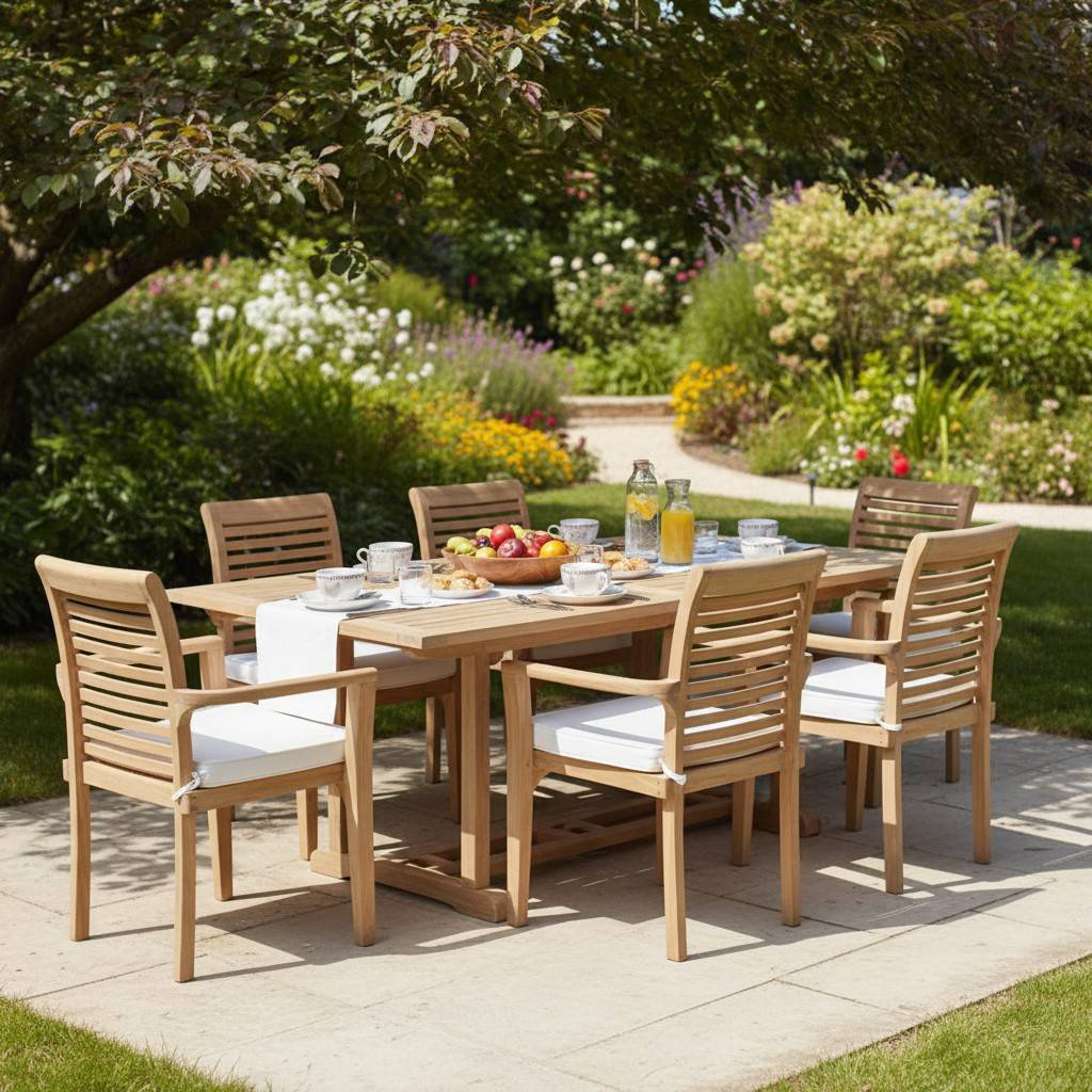 Teck'Attitude - Table extensible rectangulaire teck massif Milan 180/240 x100 cm - TECK'Attitude - Imagen 8