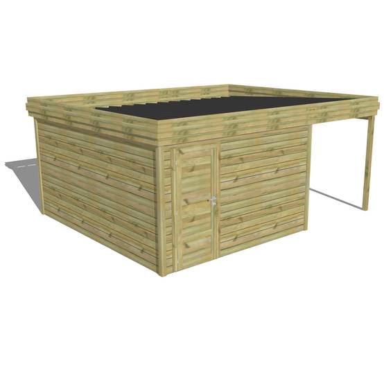 Abri Français - ABRI DE JARDIN bois Pin traité autoclave 27mm - 5,44x4,34m / 24m2 - Bac acier - Abri Français - Image 1