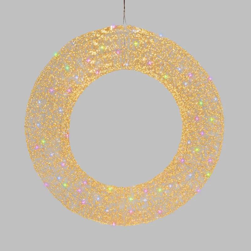 Lotti - Couronne 3D lumineuse ø110cm MicroLED Blanc Chaud & RGB MultiFLASH Métal IP67 HDM Pro Lotti - Image 1