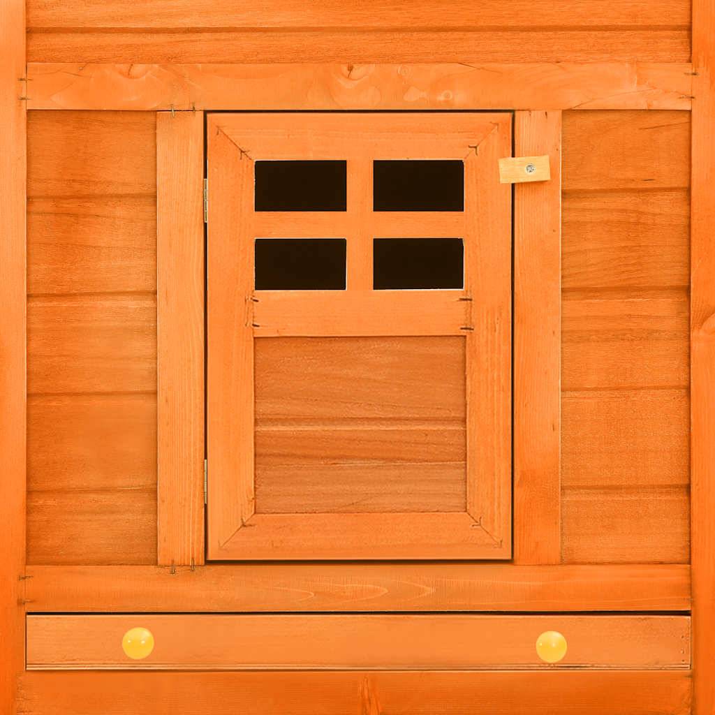 Vidaxl - Clapier d'extérieur avec piste Marron Bois de sapin solide vidaXL 170872 - Imagen 3