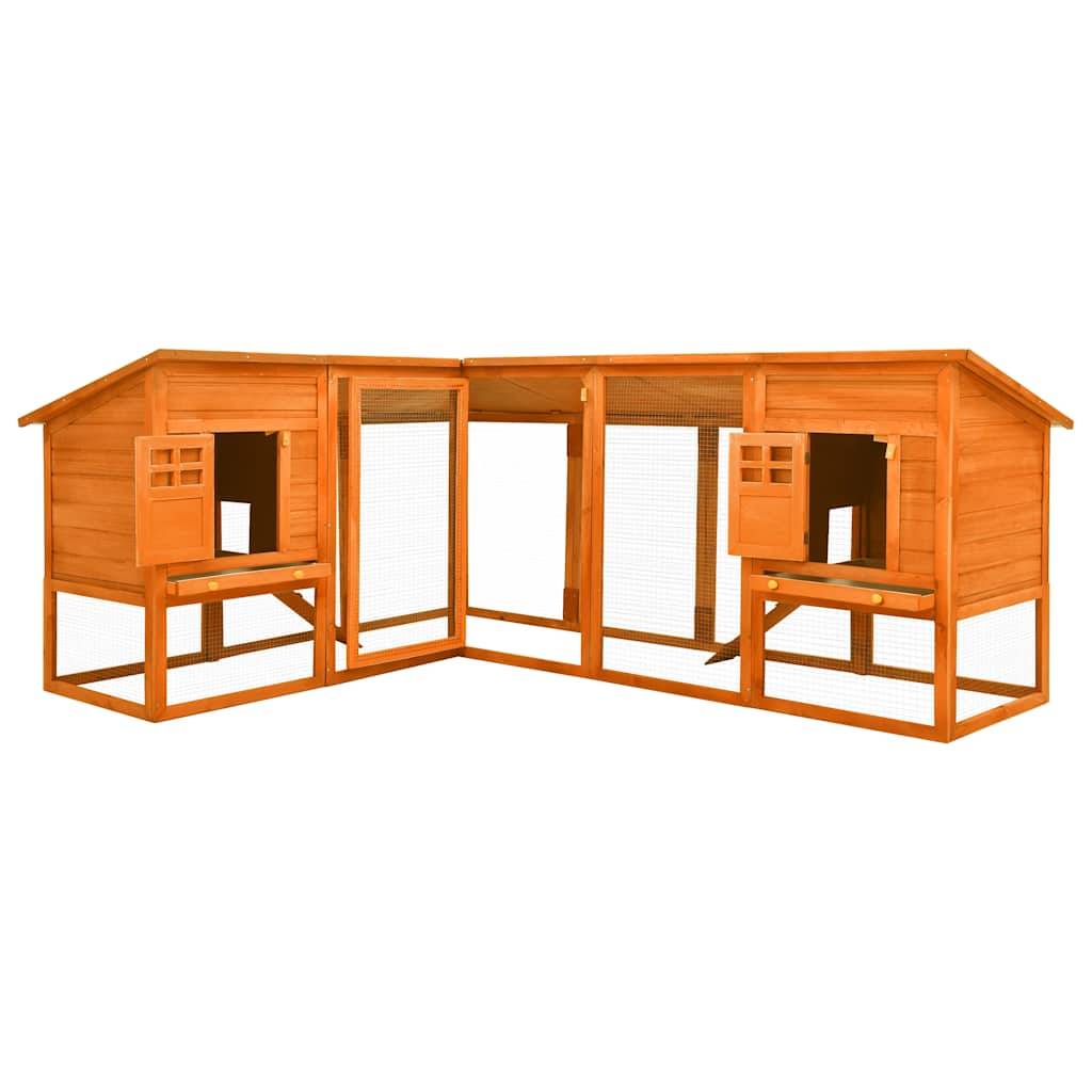 Vidaxl - Clapier d'extérieur avec piste Marron Bois de sapin solide vidaXL 170872 - Imagen 1