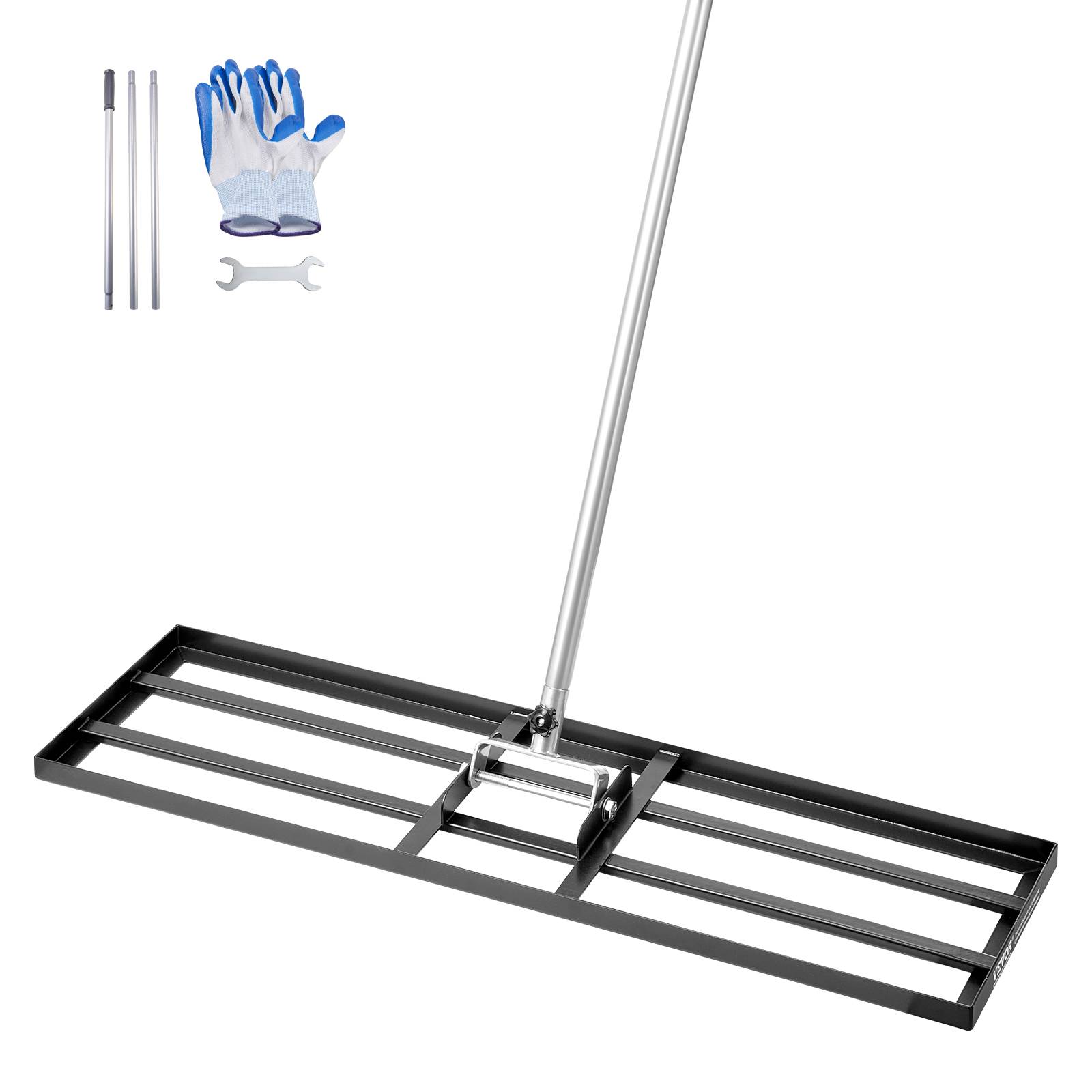 VEVOR Rateau nivellement pelouse, 914x254x2290 mm, manche 2130 mm. Acier carbone, jardin. - Image 1