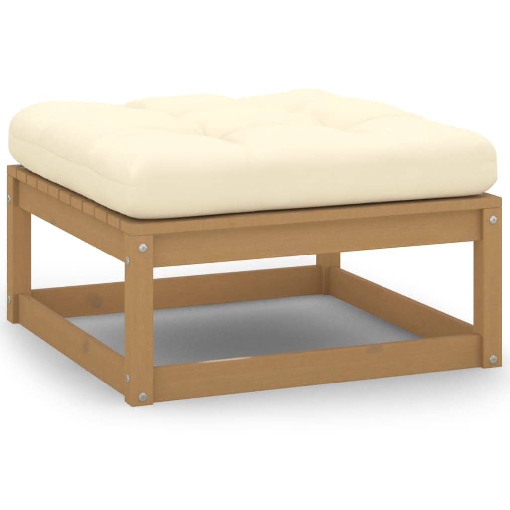 Helloshop26 - Salon de jardin meuble d'extérieur ensemble de mobilier 10 pièces avec coussins marron miel bois de pin - Imagen 5