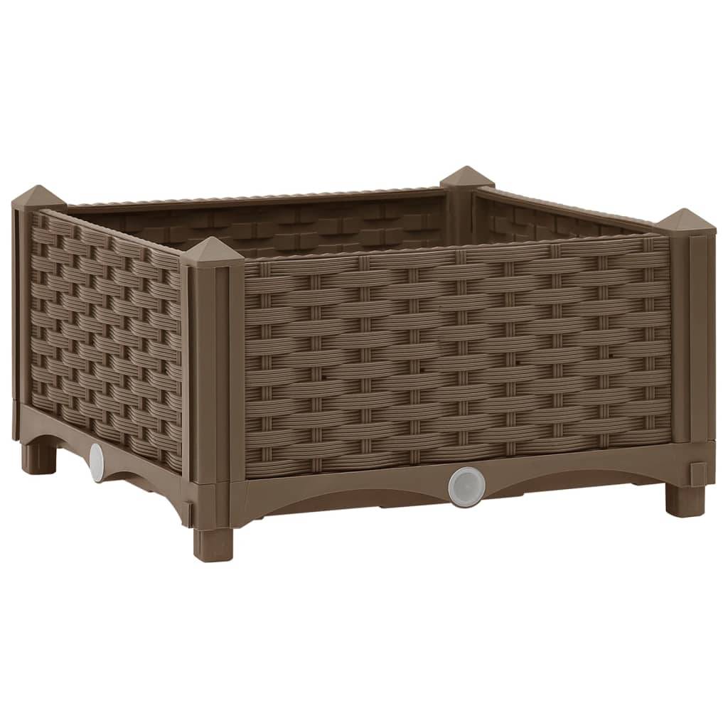 Helloshop26 - Jardinière lit surélevé plantes fleurs jardin 40 x 40 x 23 cm polypropylène marron - Imagen 1