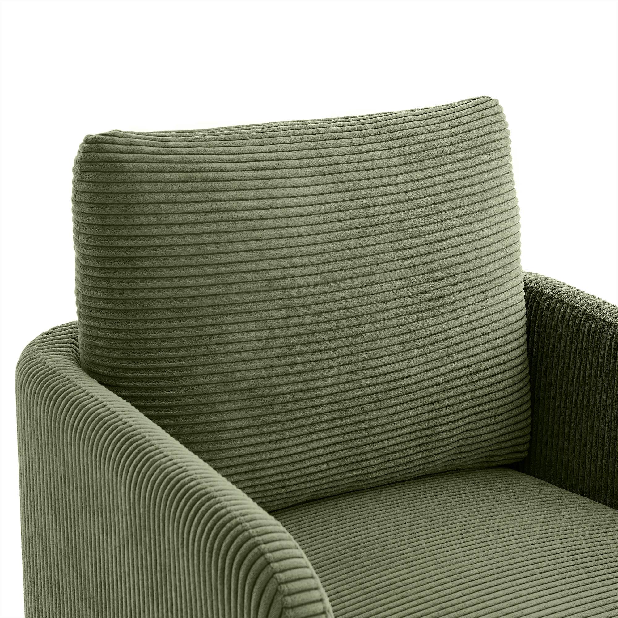 Sicaan Fauteuil design EMMA en velours côtelé vert sauge - Image 8