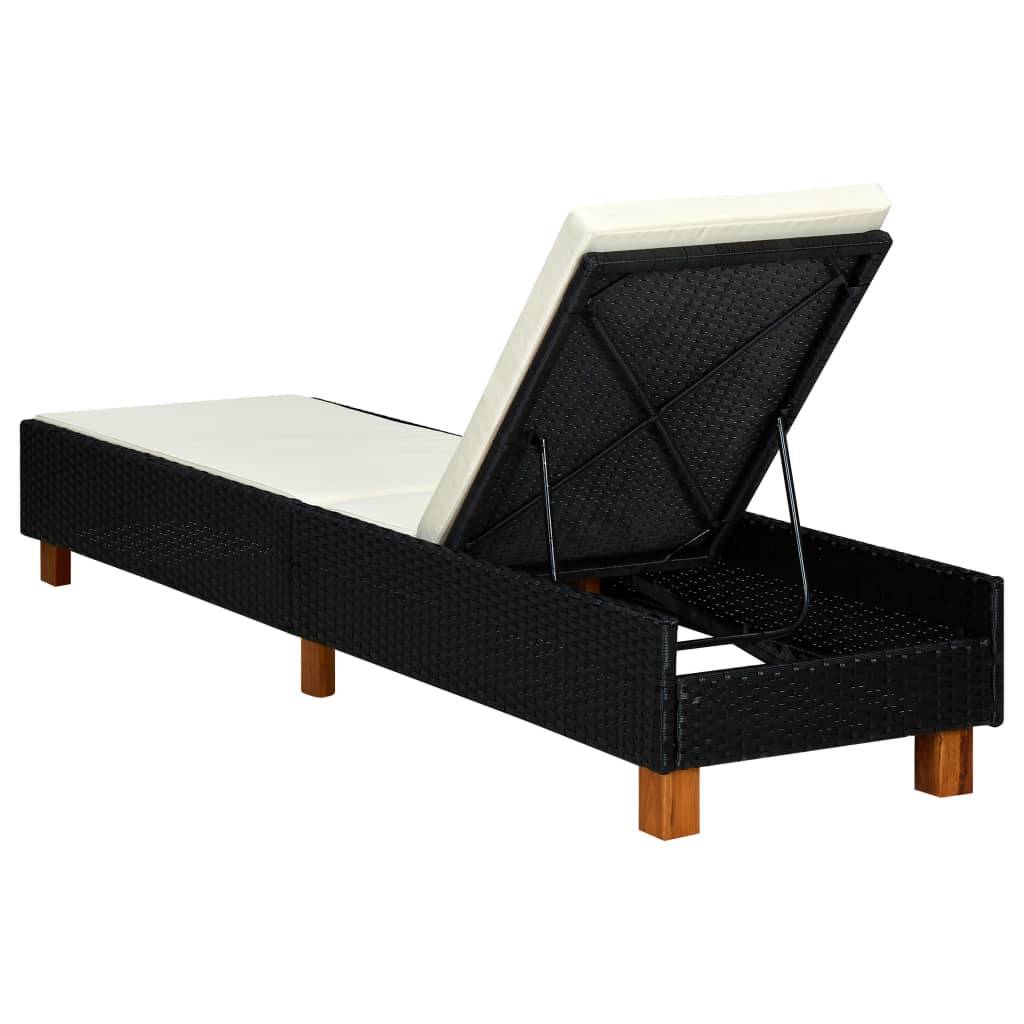 Helloshop26 - Transat bain de soleil avec coussin résine tressée noir - Imagen 4