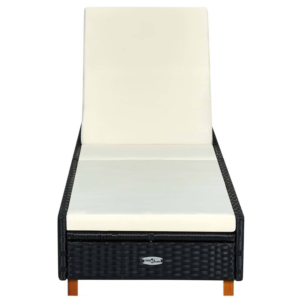 Helloshop26 - Transat bain de soleil avec coussin résine tressée noir - Imagen 2