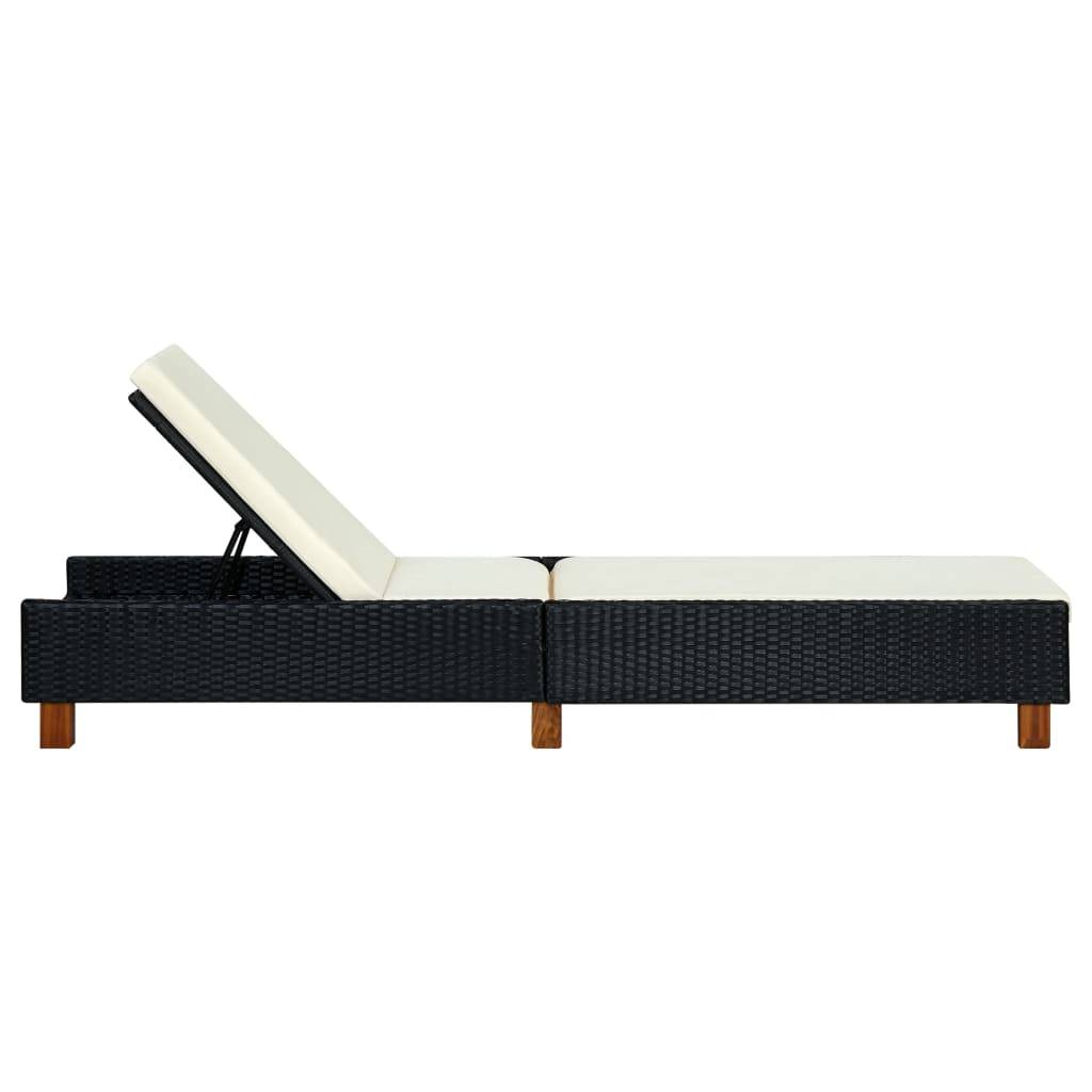 Helloshop26 - Transat bain de soleil avec coussin résine tressée noir - Imagen 3