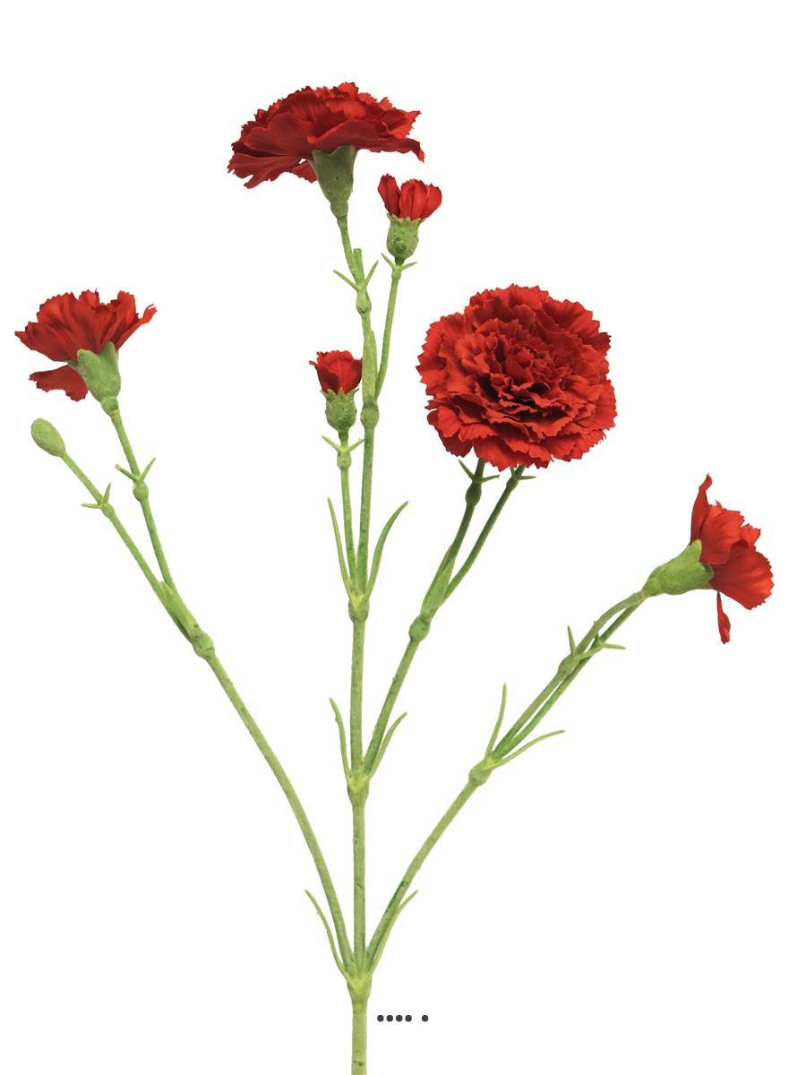 Artificielles - Oeillet artificiel en tige, 4 ramures, H 62 cm Vermillon - BEST - couleur: Vermillon - Imagen 3