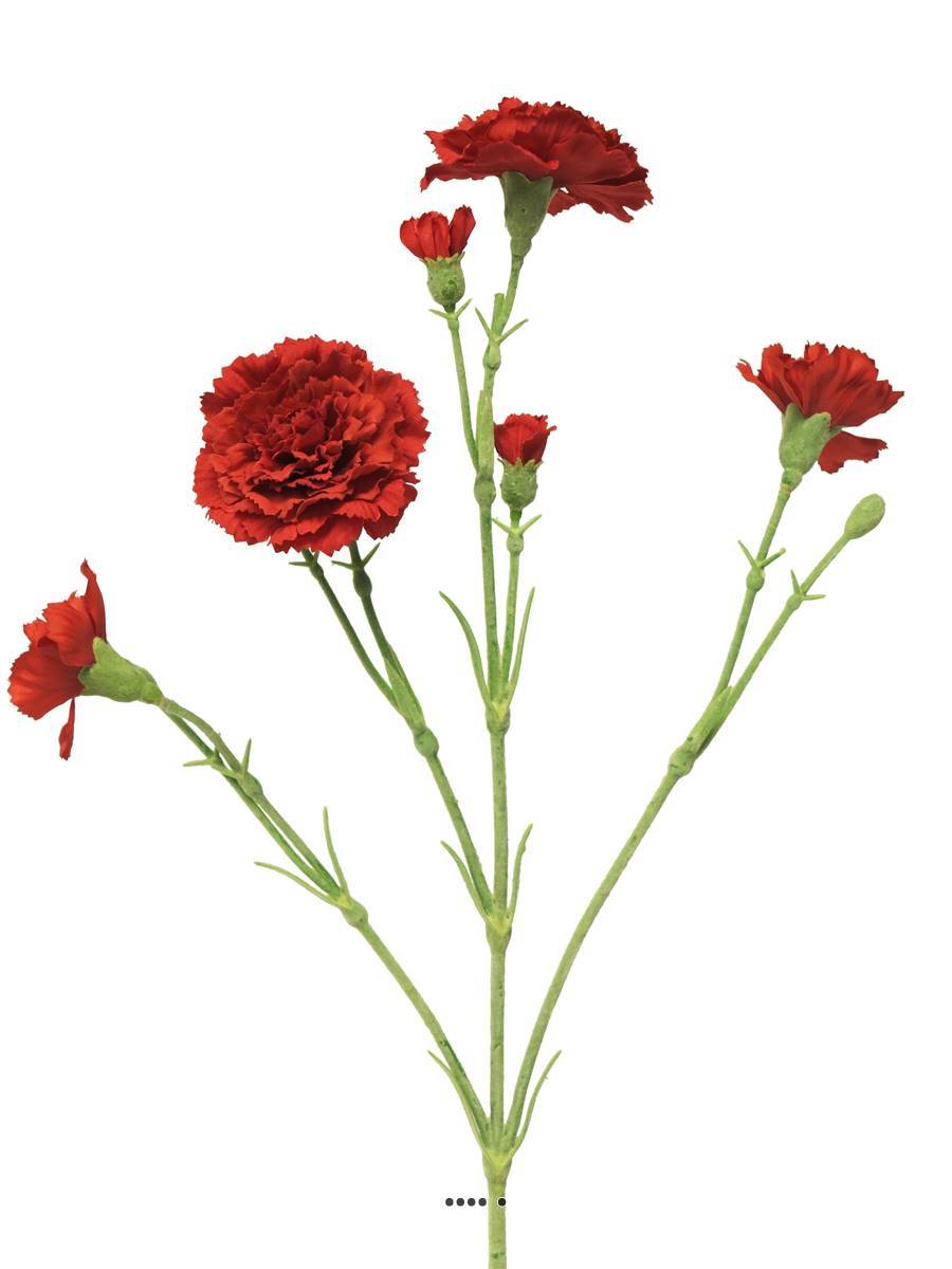 Artificielles - Oeillet artificiel en tige, 4 ramures, H 62 cm Vermillon - BEST - couleur: Vermillon - Imagen 2