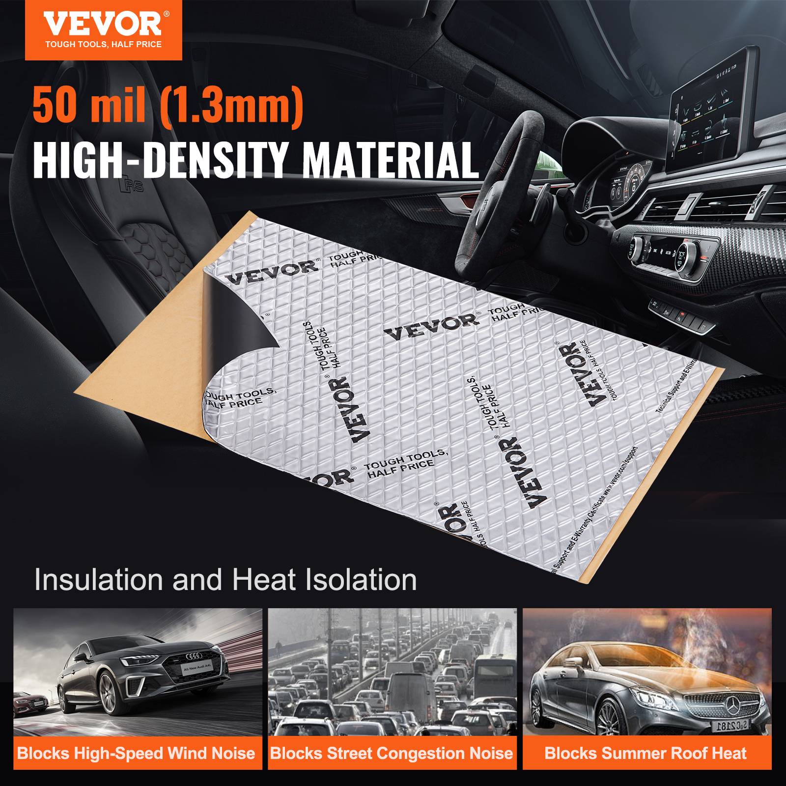 Vevor - VEVOR Tapis isolation phonique 1,3 mm, 4,8 m², caoutchouc butyle. Voiture. - Image 2