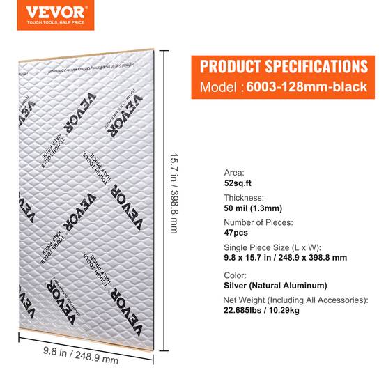 Vevor - VEVOR Tapis isolation phonique 1,3 mm, 4,8 m², caoutchouc butyle. Voiture. - Image 7