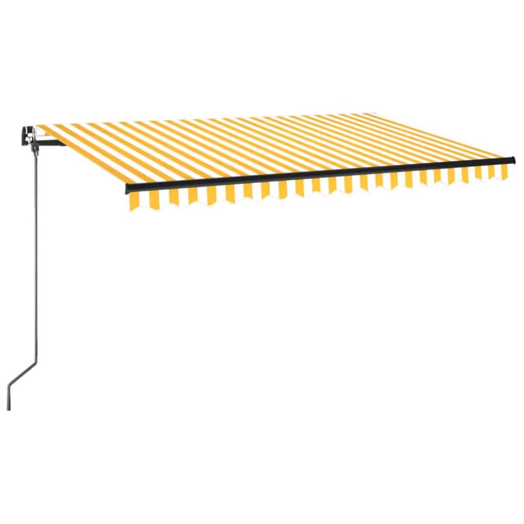 Store banne manuel en aluminium pour terrasse réglable 450x350cm Jaune et blanc - ComfortXL Outdoor Living - Image 2