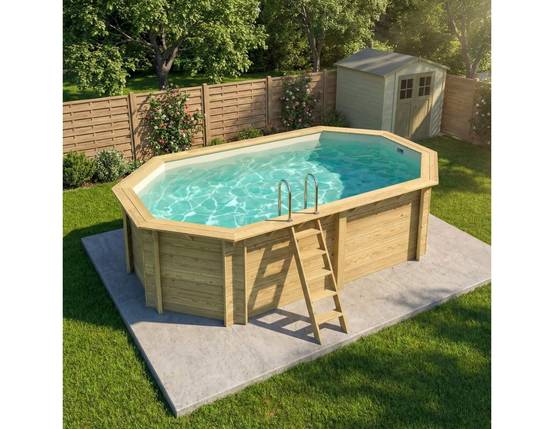 Altanka - Piscine hors sol en bois NEMO 5.79 x 3.49 - H.1.45 m, sable, cadre en métal - sans dalle - BAS7304OSPU3 - ALTANKA - Image 2