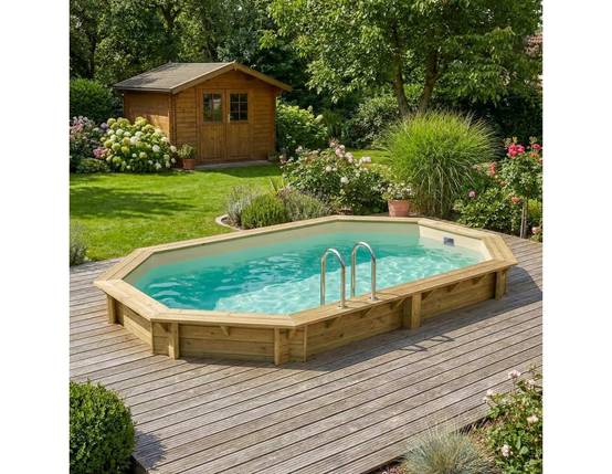 Altanka - Piscine hors sol en bois NEMO 5.79 x 3.49 - H.1.45 m, sable, cadre en métal - sans dalle - BAS7304OSPU3 - ALTANKA - Image 3