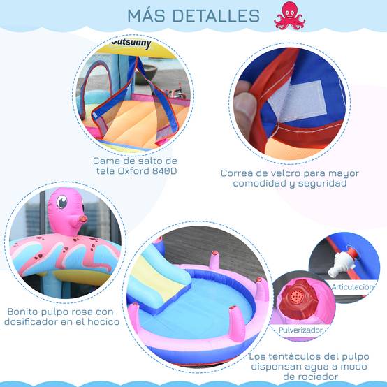 Château gonflable multicolore toboggan trampoline piscine gonfleur et sac de transport 360 × 175 × 180 cm enfants - Image 9