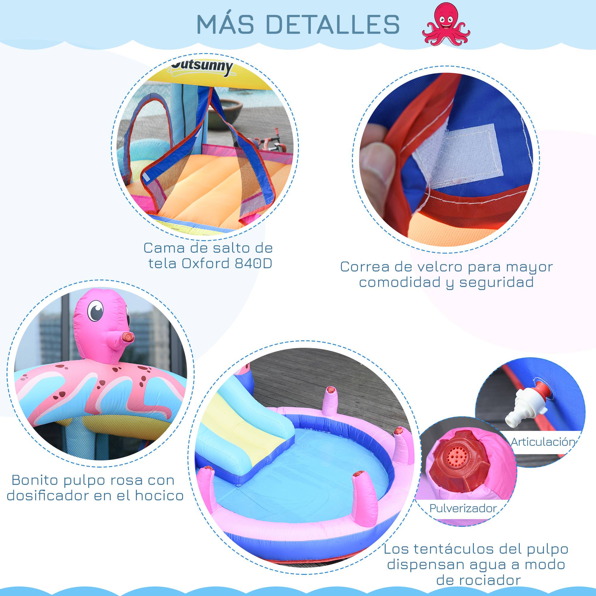 Château gonflable multicolore toboggan trampoline piscine gonfleur et sac de transport 360 × 175 × 180 cm enfants - Image 9