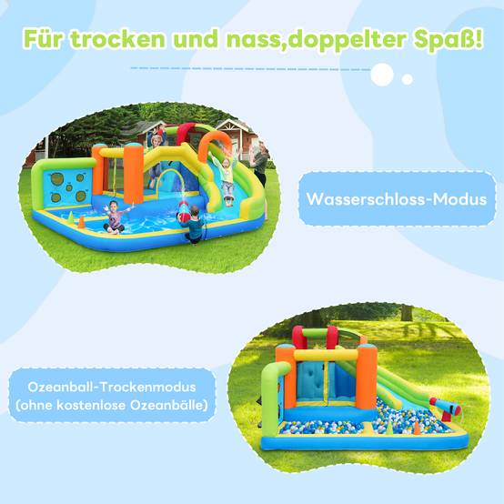 ComfortXL - Château Gonflable Tissu Oxford Jardin Parc Aquatique Toboggan 410x315x203cm Multicolore - ComfortXL Outdoor Living - Image 9