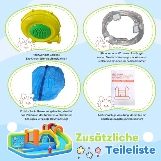 ComfortXL - Château Gonflable Tissu Oxford Jardin Parc Aquatique Toboggan 410x315x203cm Multicolore - ComfortXL Outdoor Living - Image 7
