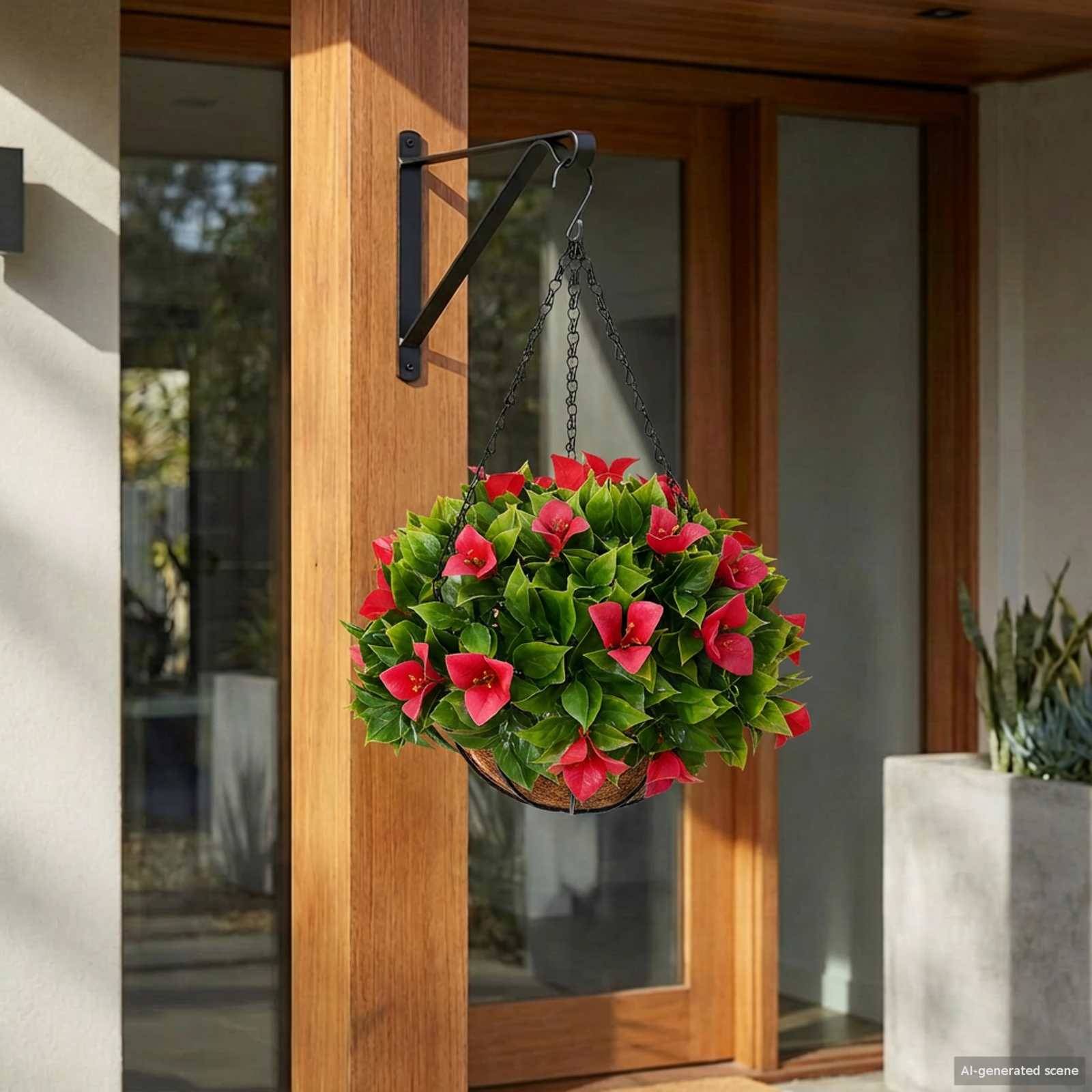 PANGIVO - Fleurs artificielles PE et acier rosé 33 x 33 x 44 cm - PANGIVO
