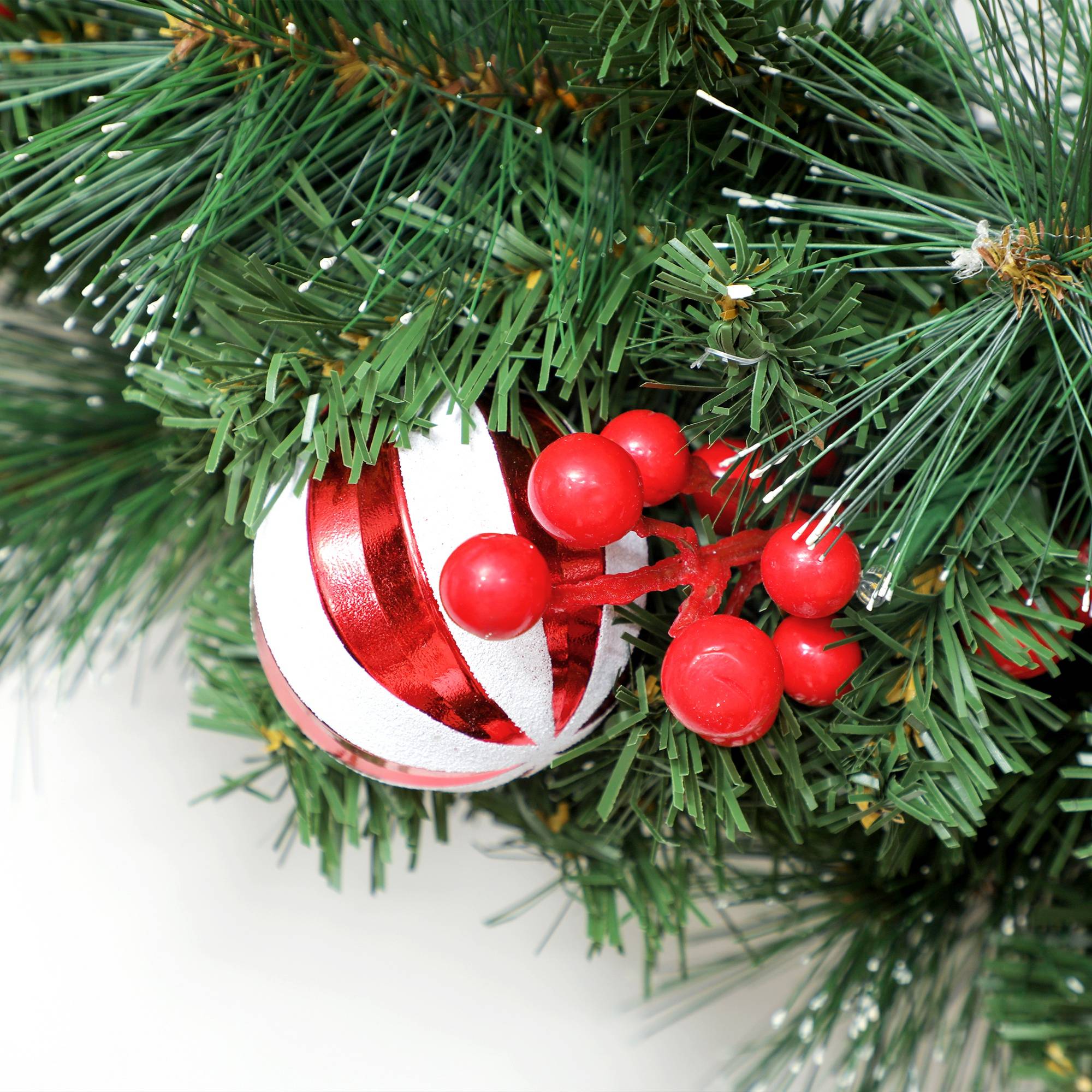 ComfortXL - Couronne de Noël lumineuse à feuillage vert en plastique Ø 60 cm pour porte avec 50 LED et minuterie - Image 9